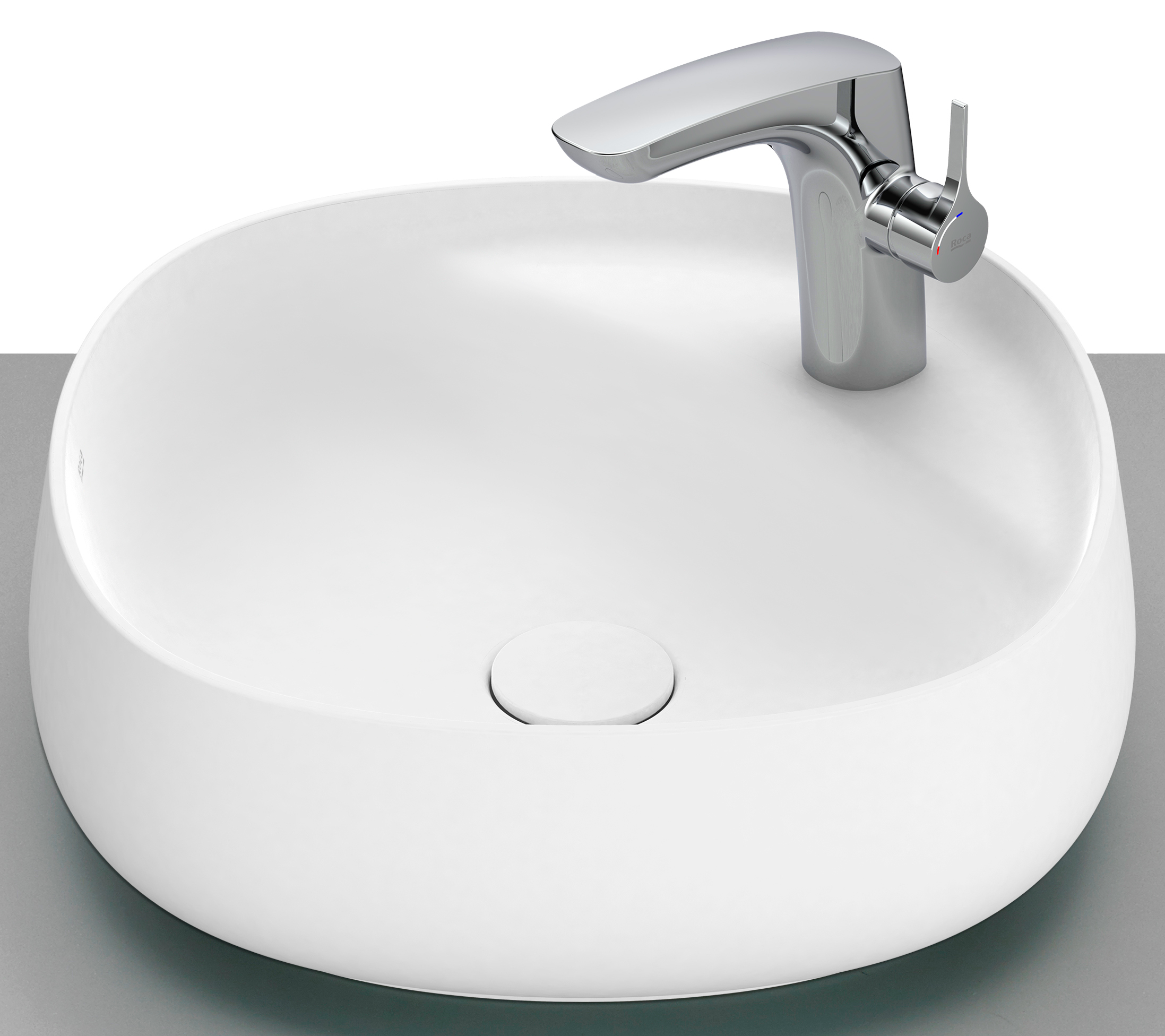 Roca Beyond lavabo 45x45 cm cuadrada sobre encimera blanco A3270B9620