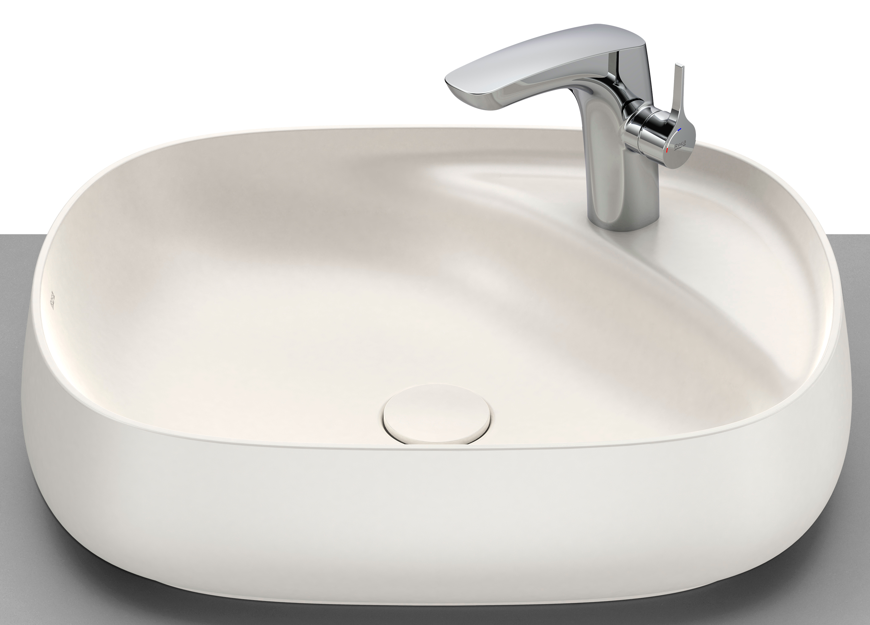 Roca Beyond lavabo 58.5x45.5 cm circular sobre encimera marrón/beige A3270B8650
