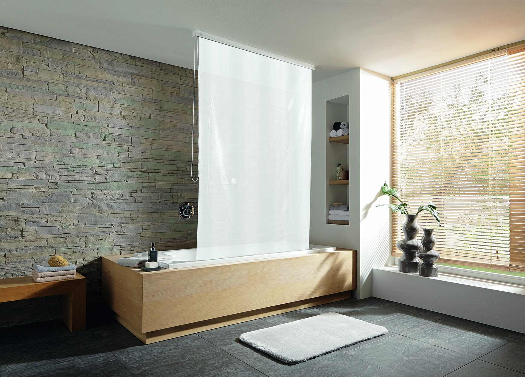 Kleine Wolke Duschrollo estor de ducha sin casete 240x128 cm blanco 3321109747