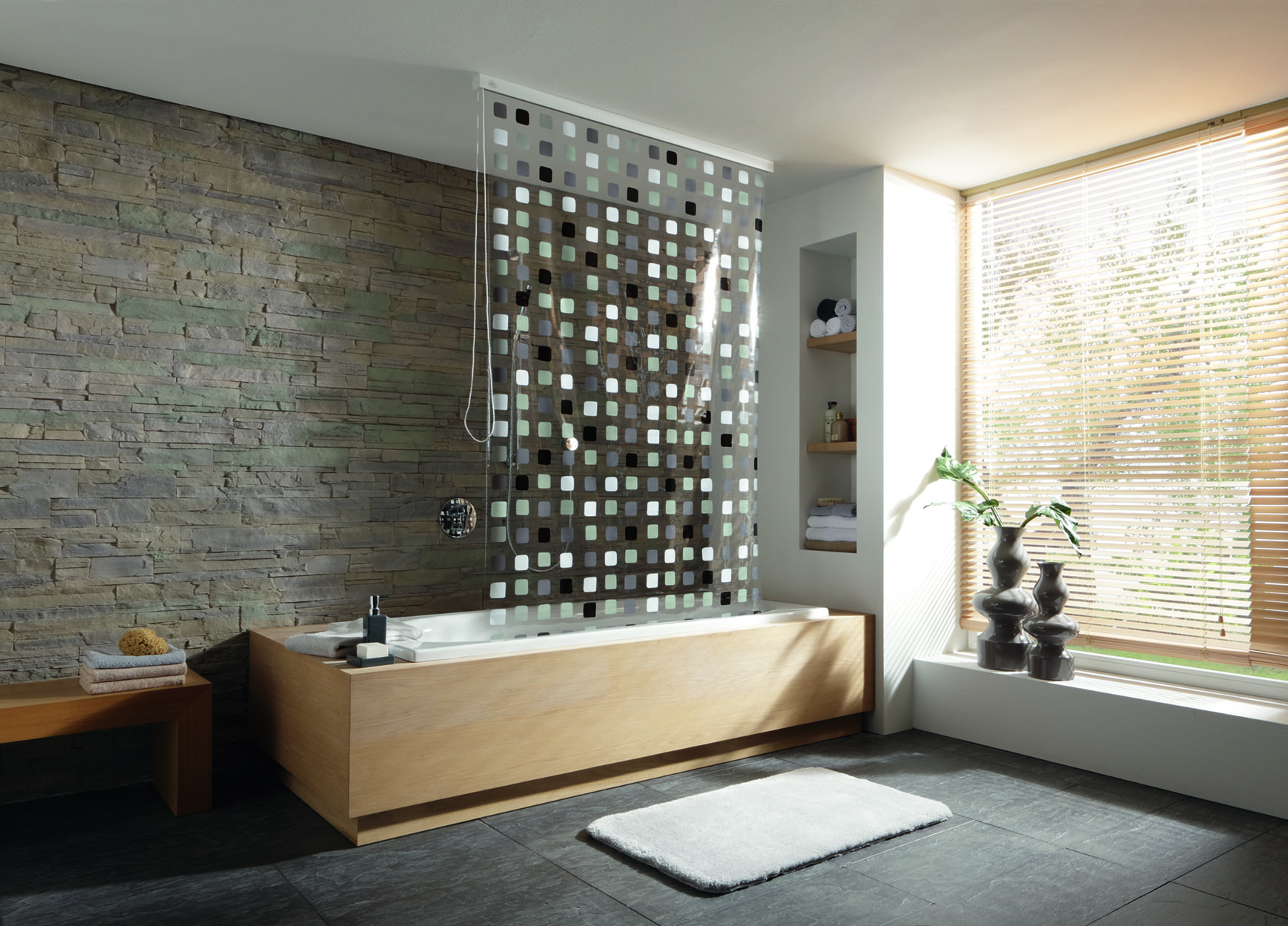 Kleine Wolke Duschrollo estor de ducha sin casete 240x128 cm gris 3321110747