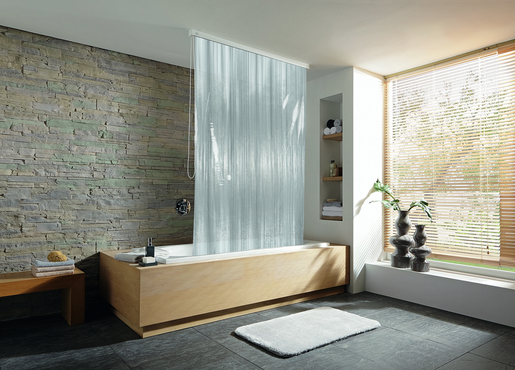 Kleine Wolke Duschrollo estor de ducha sin casete 240x128 cm transparente-blanco 3321108747