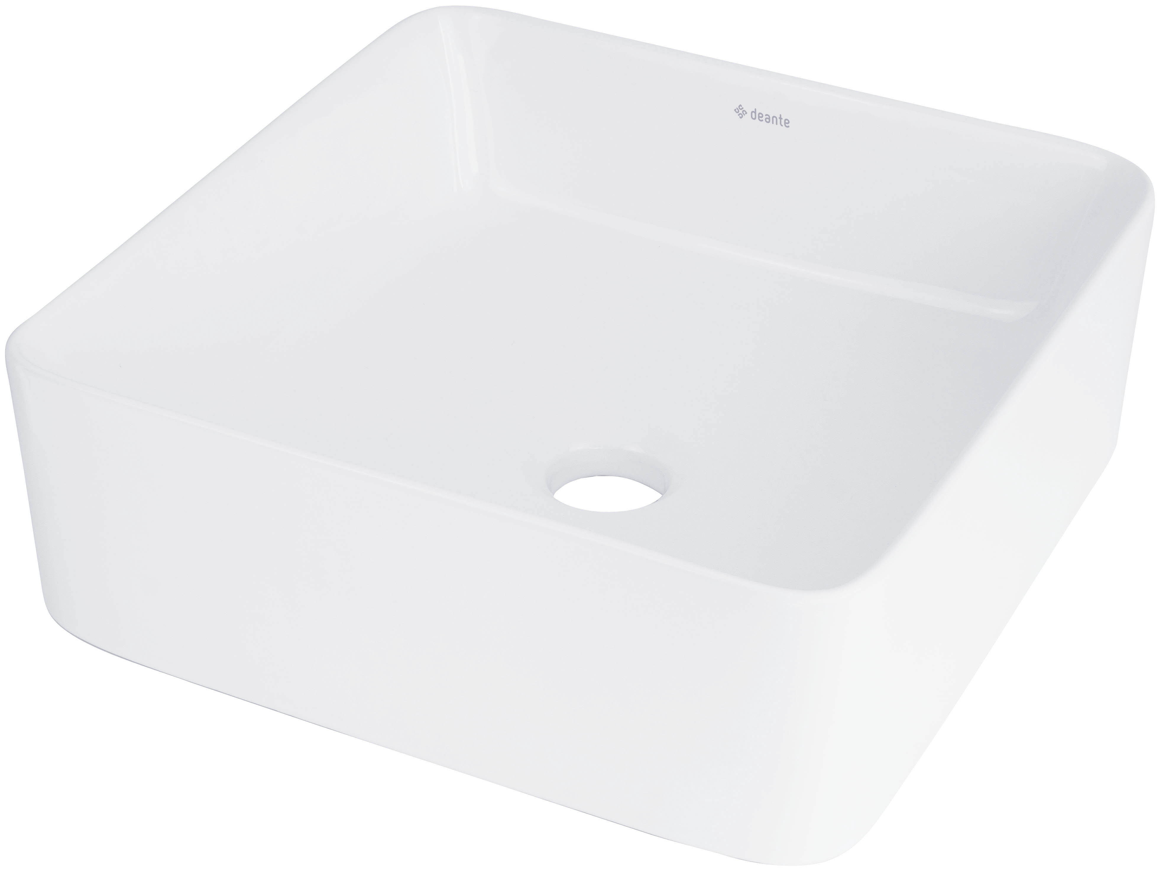 Deante Jasmin lavabo 34.5x34.5 cm cuadrada sobre encimera blanco CDJ_6U3S