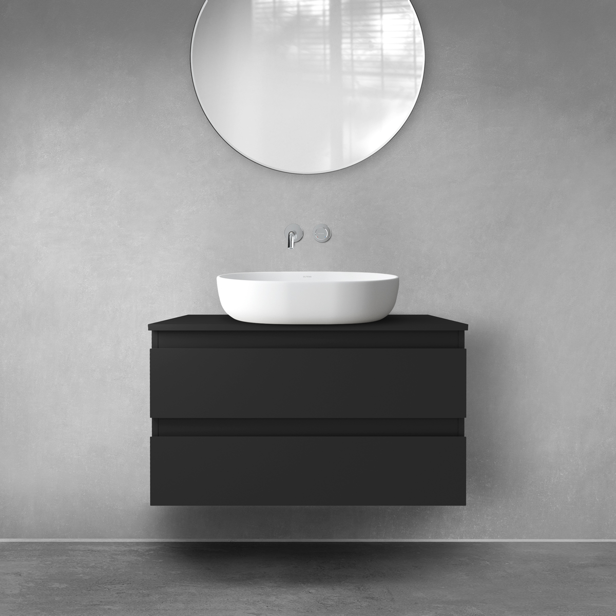 Oltens Vernal armario 80x45.6x47 cm suspendido, para lavabo negro 60001300