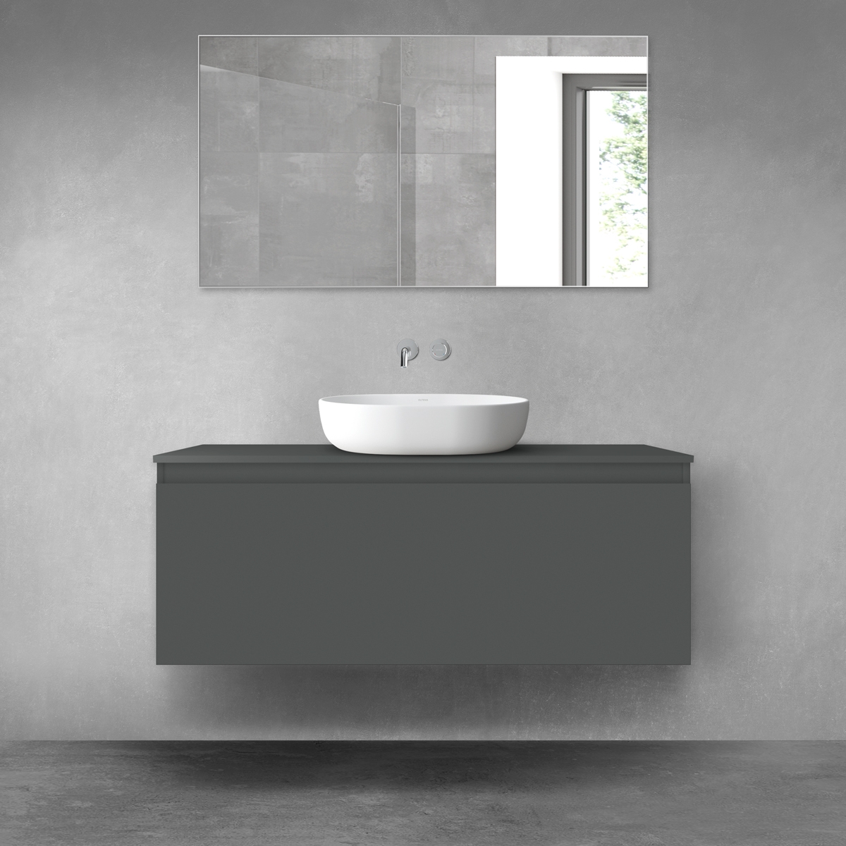 Oltens Vernal armario 120x45.6x47 cm suspendido, para lavabo grafito 60016400