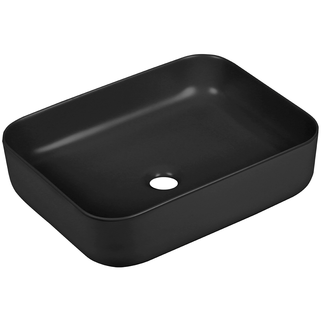 Laveo Mogami lavabo 50x40 cm rectangular sobre encimera negro VUMB250