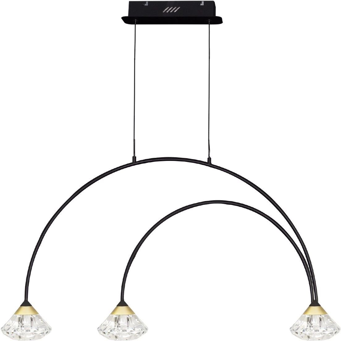 Altavola Design Tiffany lámpara colgante 3x3 W negro-transparente-oro LA059/CL1_black