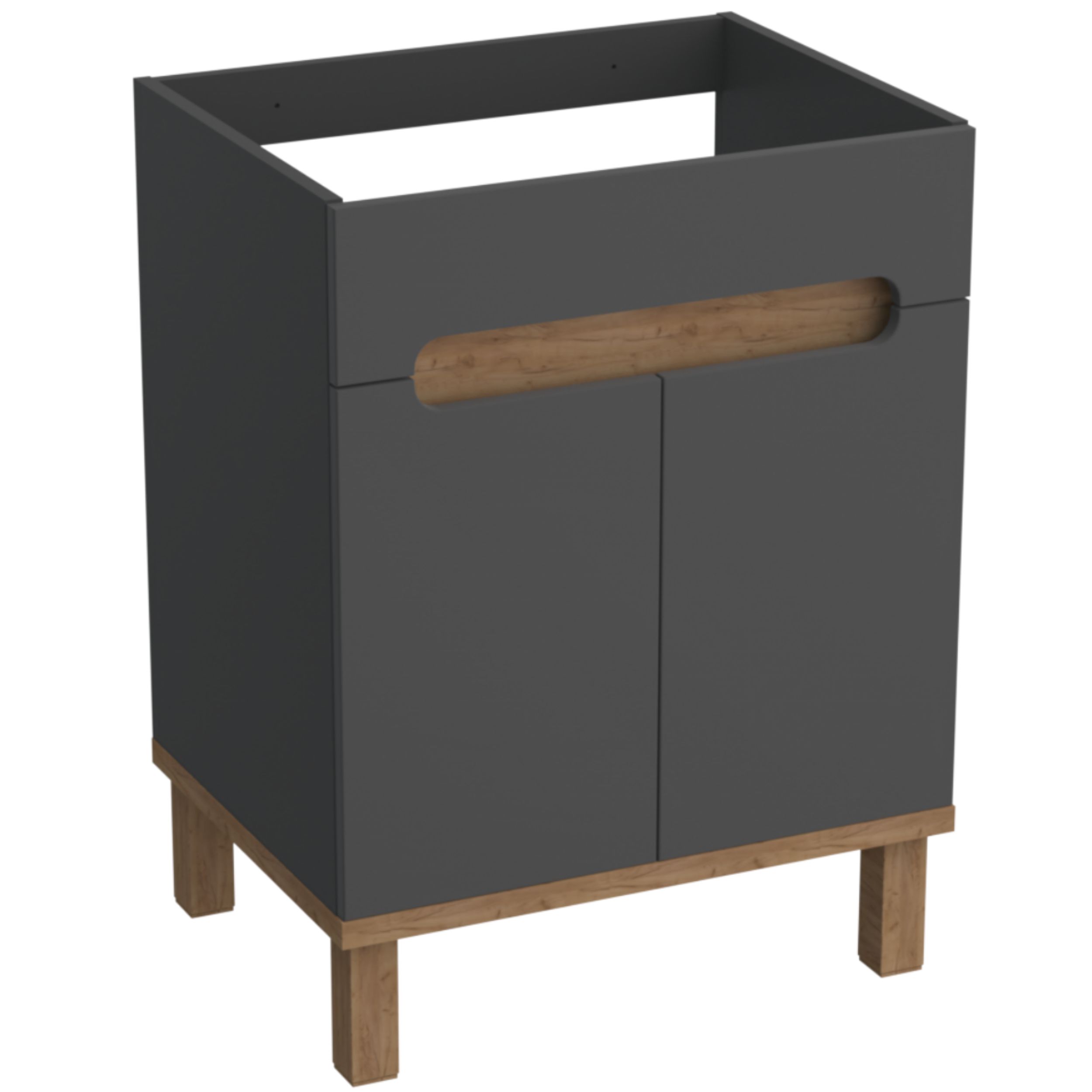 Strama Ovo armario 59.7x45.6x80 cm de pie, para lavabo grafito-roble 12.100.03