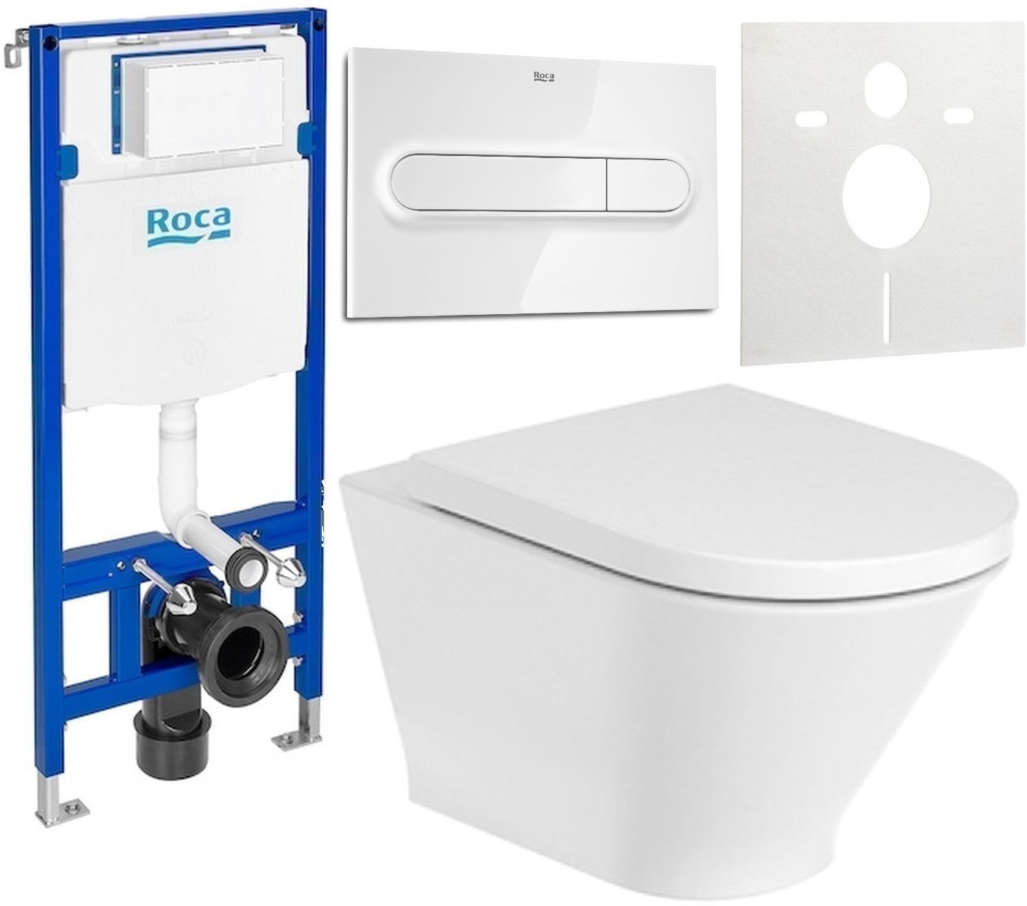Conjunto taza de inodoro Roca Gap Round A3460NL000, marco empotrado Roca Duplo One A890070020, A801D12001, A890195000, A890063000
