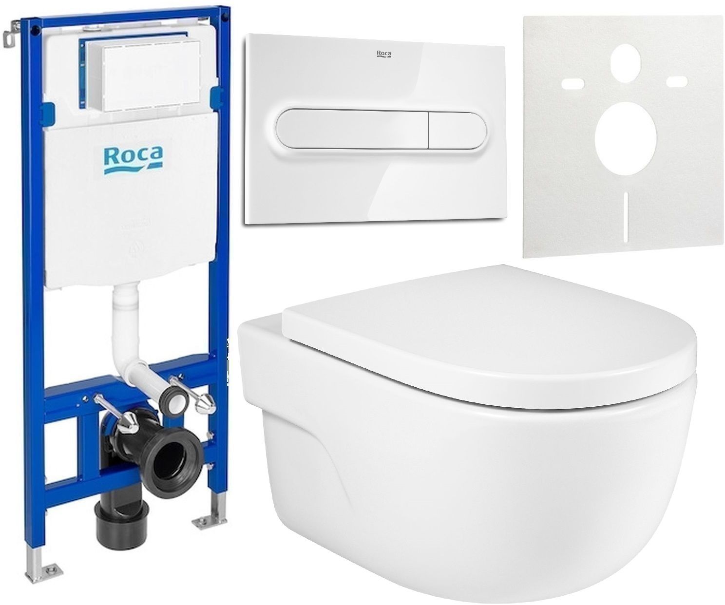 Conjunto taza de inodoro Roca Meridian A34624L000, marco empotrado Roca Duplo One A890070020, A8012A200B, A890195000, A890063000