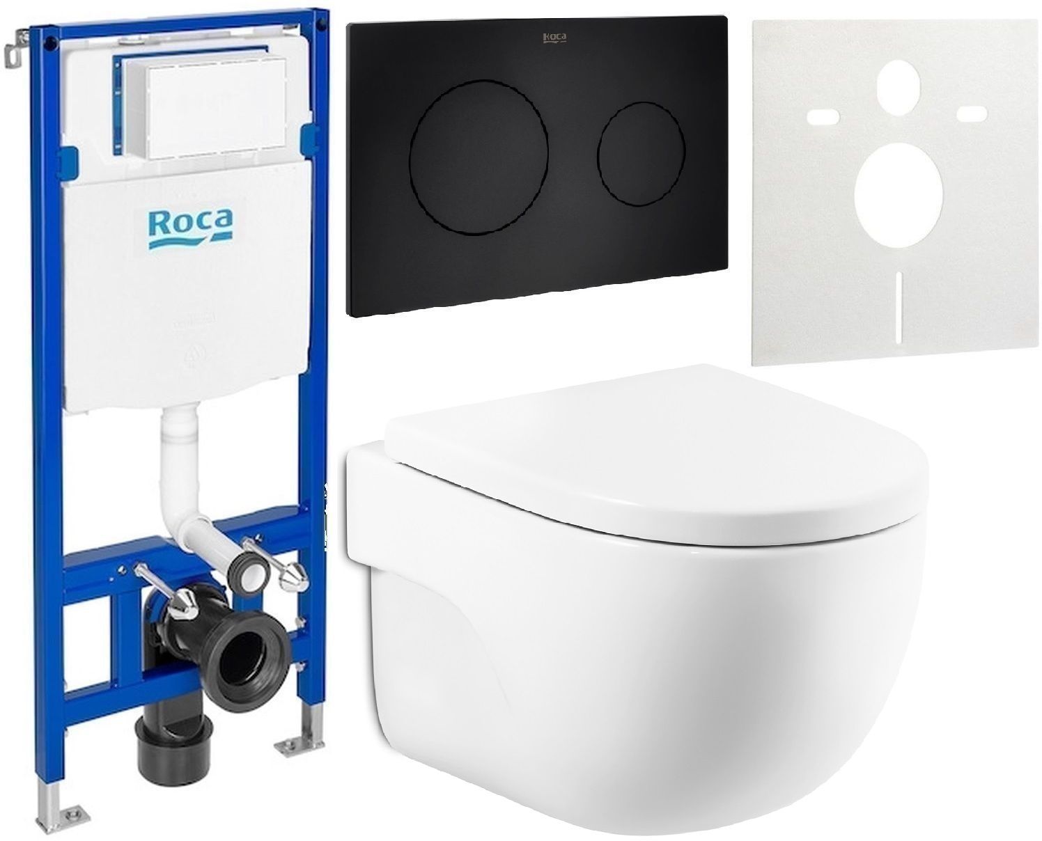 Conjunto taza de inodoro Roca Meridian A346244S00, marco empotrado Roca Duplo One A890070020, A8012AC00B, A890189206, A890063000