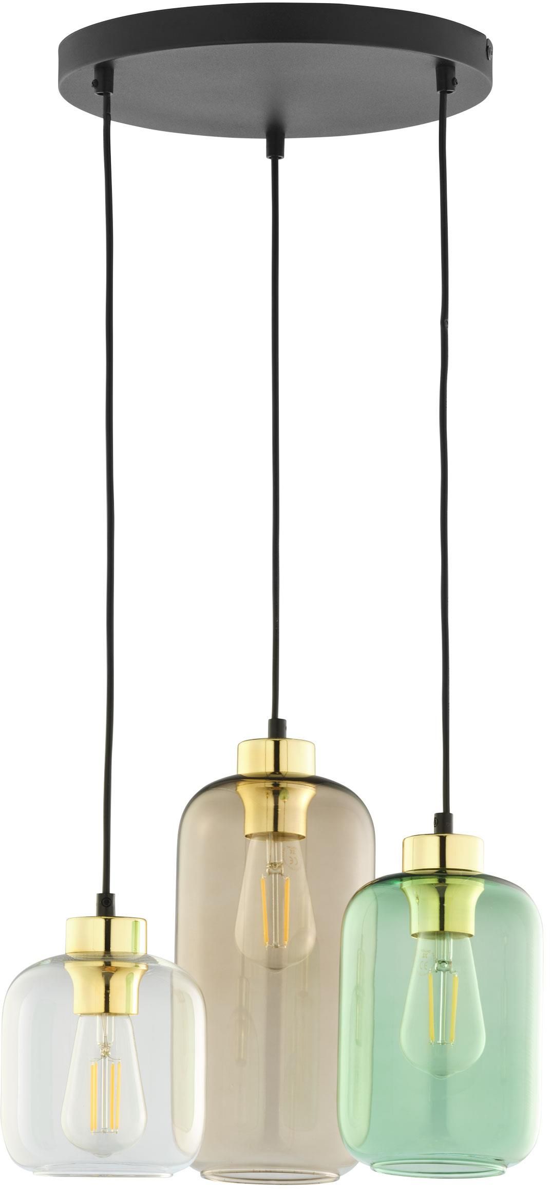 TK Lighting Marco lámpara colgante 3x15 W negro-verde-humado-marrón 3325