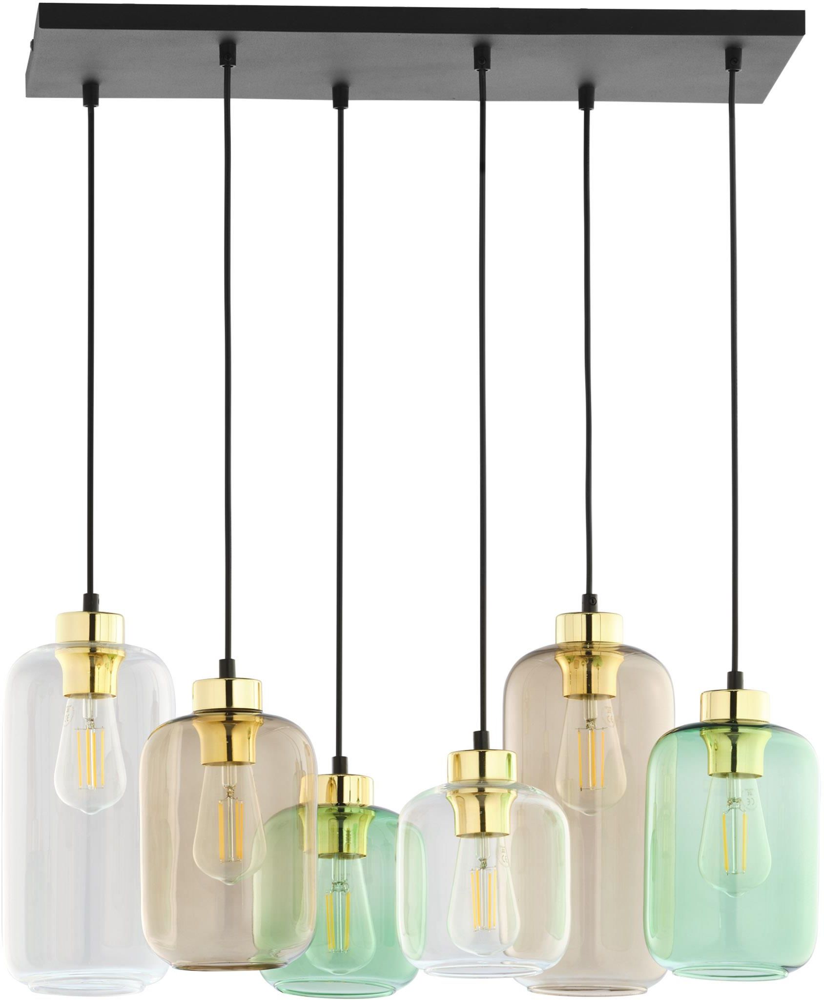 TK Lighting Marco lámpara colgante 6x15 W negro-verde-marrón 3328