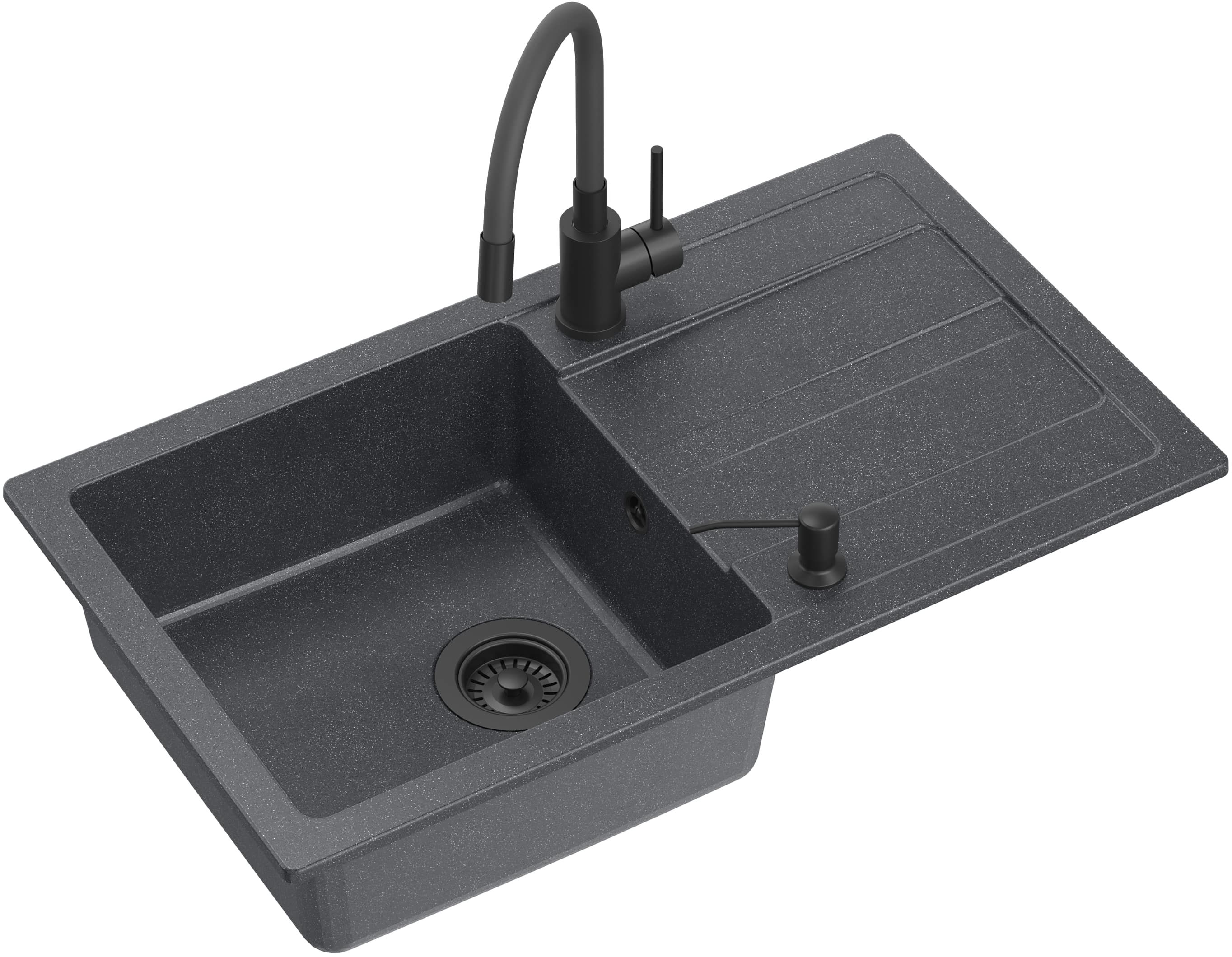 Quadron Ready Max fregadero con grifo negro/negro TQ7744RMBLM