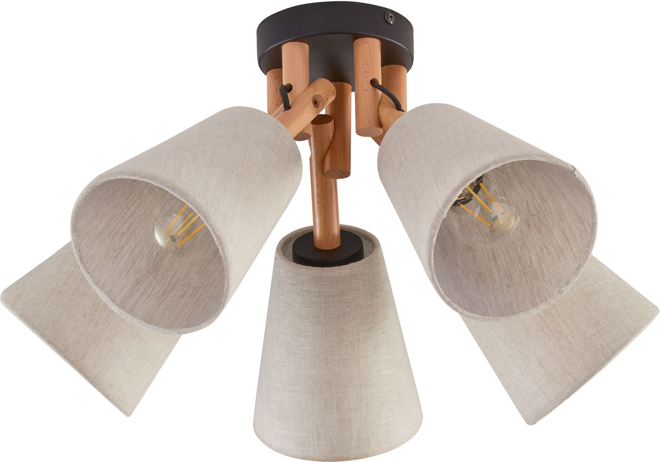 TK Lighting Vaio lámpara de techo 5x15 W negro-gris-madera-beige 575
