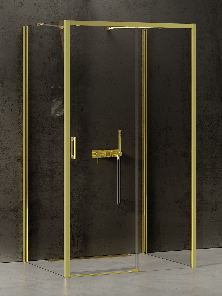 New Trendy Prime Light Gold cabina de ducha 110x80 cm rectangular oro brillo/vidrio transparente K-1133