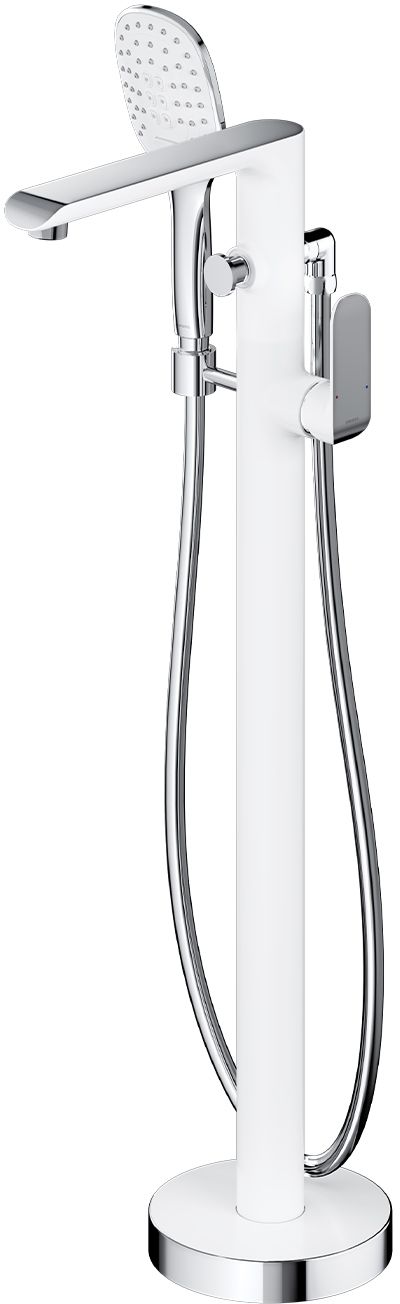 Omnires Sacramento grifo de bañera y ducha en suelo cromo-blanco SC2333XCRB