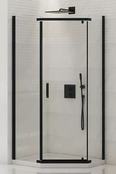 New Trendy New Komfort Black cabina de ducha 90x90 cm negro mate/vidrio con tono grafito K-0807