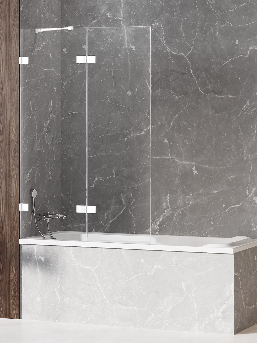 New Trendy Avexa White mampara de bañera 100 cm dos piezas blanco mate/vidrio transparente EXK-2972