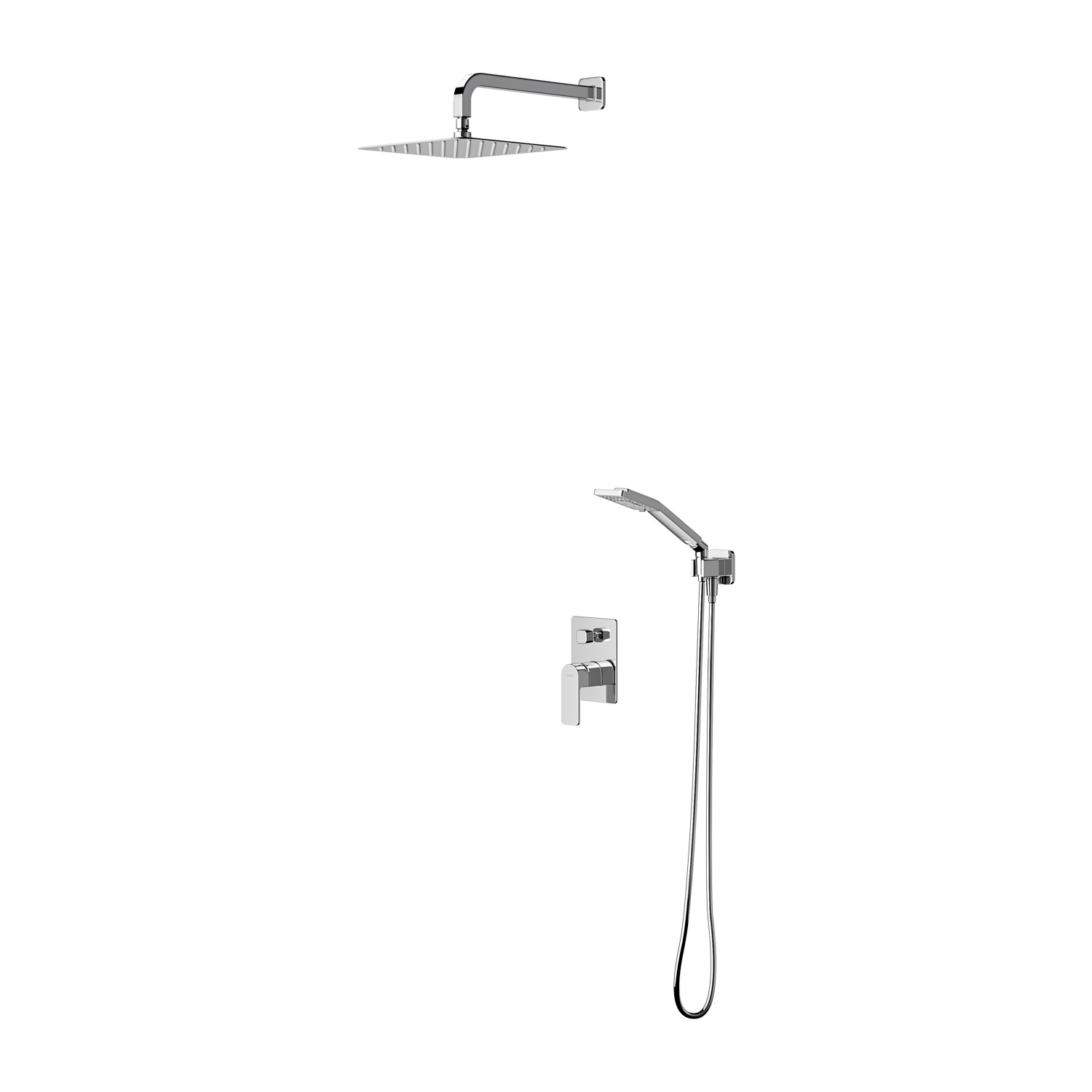 Omnires Baretti conjunto de ducha empotrado con rociador con efecto lluvia cromo SYSBA10XCR