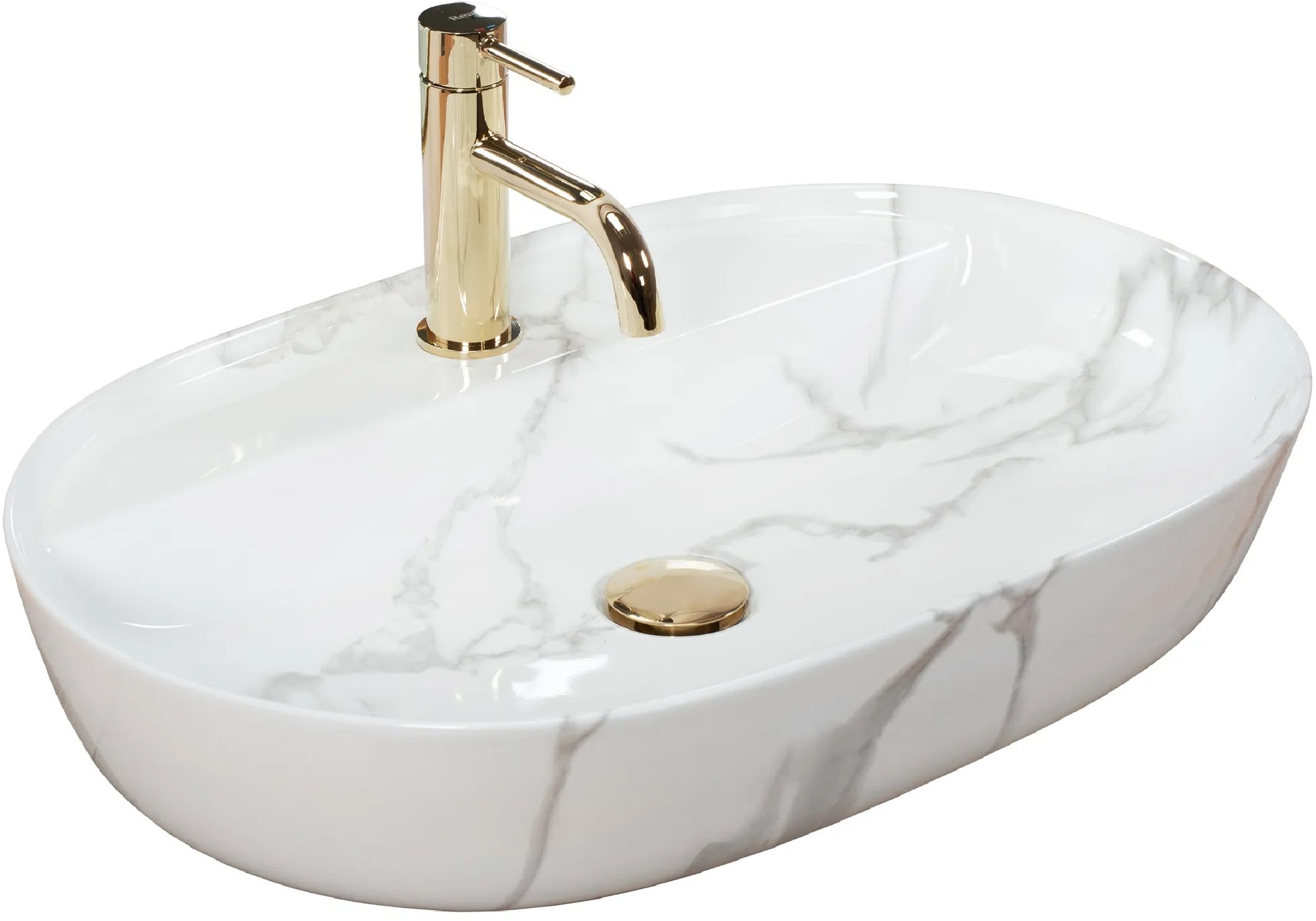 Rea Aura lavabo 60.5x40.5 cm oval sobre encimera gris/piedra REA-U8003