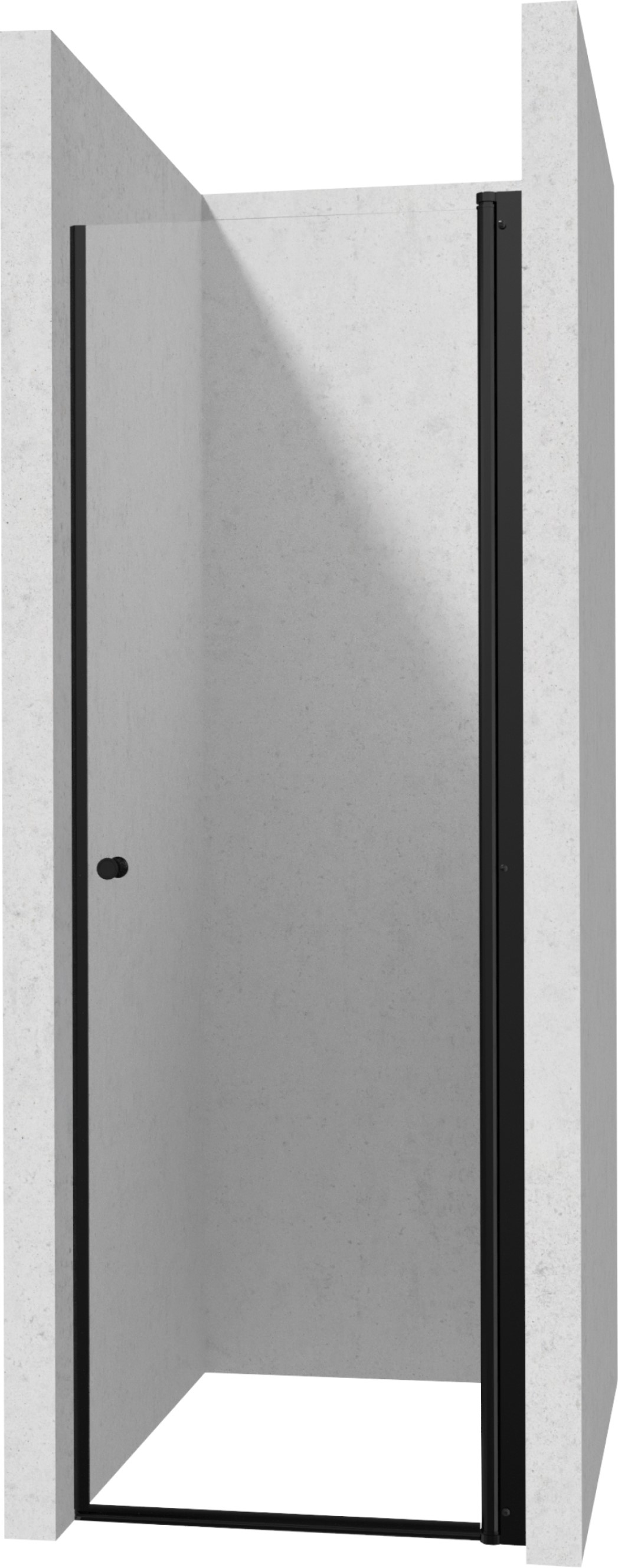 Deante Kerria Plus puerta de ducha 90 cm oscilante negro mate/vidrio transparente KTSWN41P