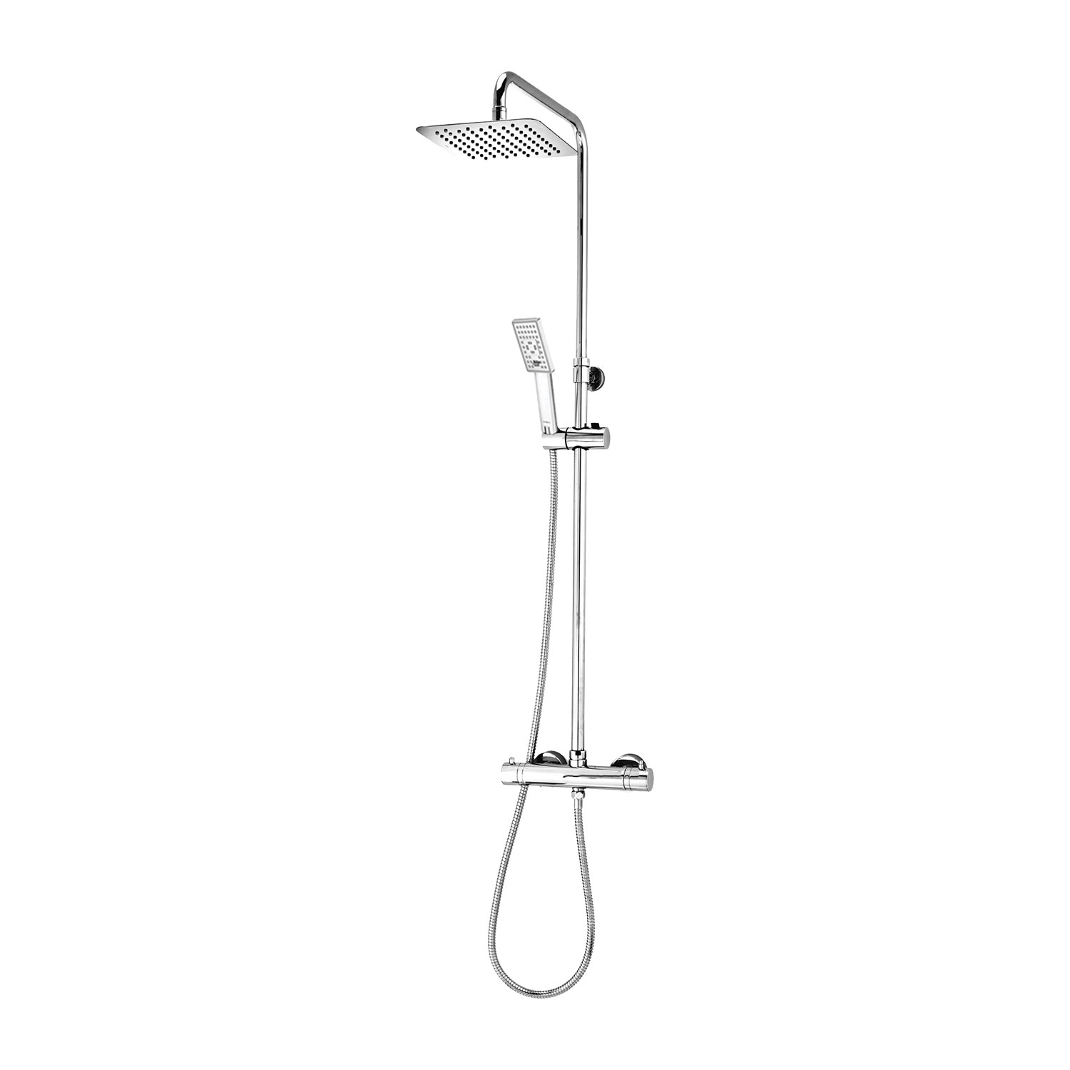 Omnires Uni conjunto de ducha a pared con termostato con rociador con efecto lluvia cromo Y1244XMCR