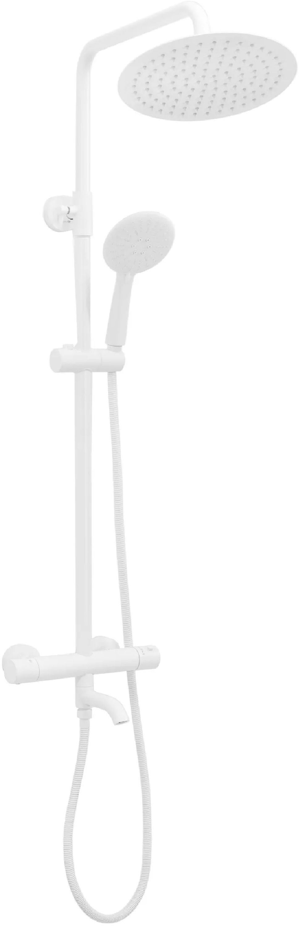 Rea Lungo conjunto bañera/ducha a pared con termostato con rociador con efecto lluvia blanco REA-P6608