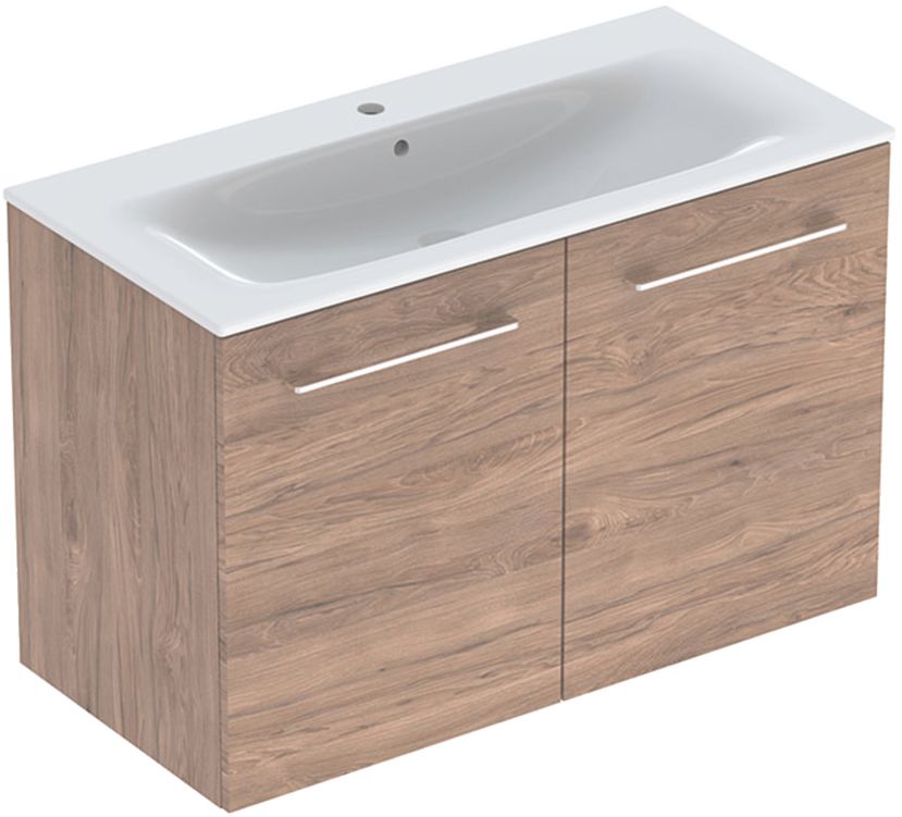 Geberit Selnova Square lavabo con mueble 100 cm nogal 501.262.00.1