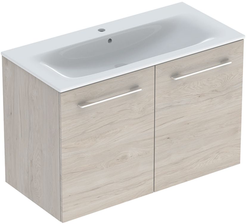 Geberit Selnova Square lavabo con mueble 100 cm nogal 501.263.00.1