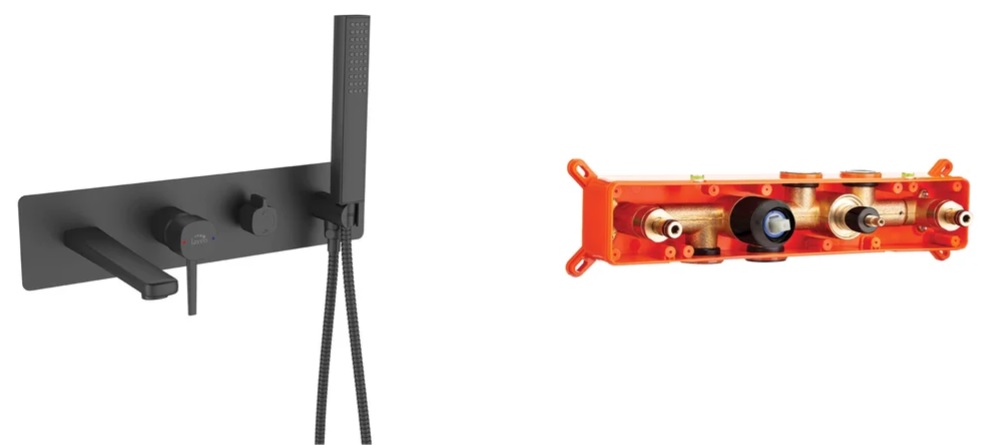 Laveo Pola grifo de bañera y ducha empotrado negro BAP711P