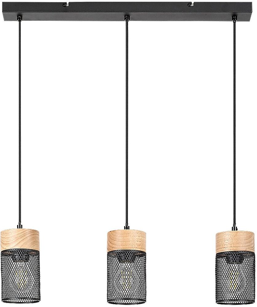 Rabalux Callum lámpara colgante 3x25 W negro-madera 72043