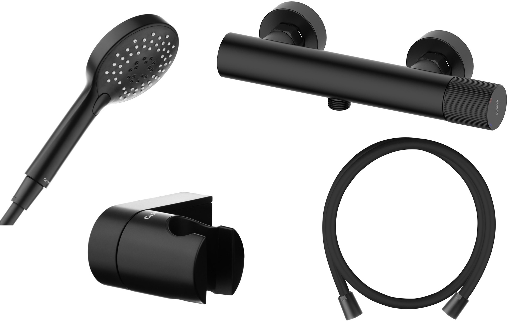 Conjunto grifo para ducha Oltens Hamnes 33005300, alcachofa de ducha Oltens Driva EasyClick 37104300, 37200300, 37402300