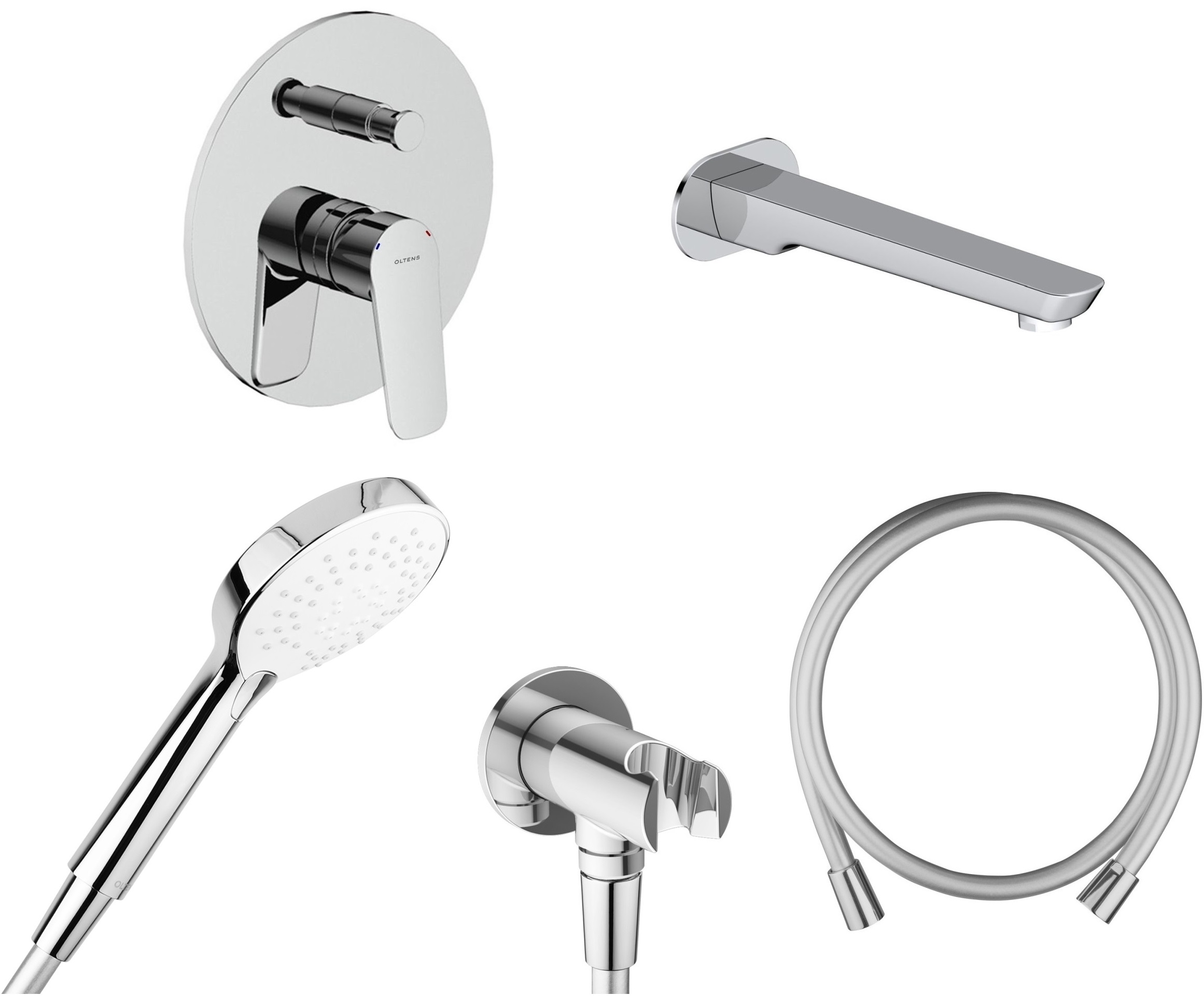 Conjunto grifo de bañera y ducha Oltens Vernal 34104100, caño de grifo Oltens Vernal 39102100, 37101110, 39304100, 37200100