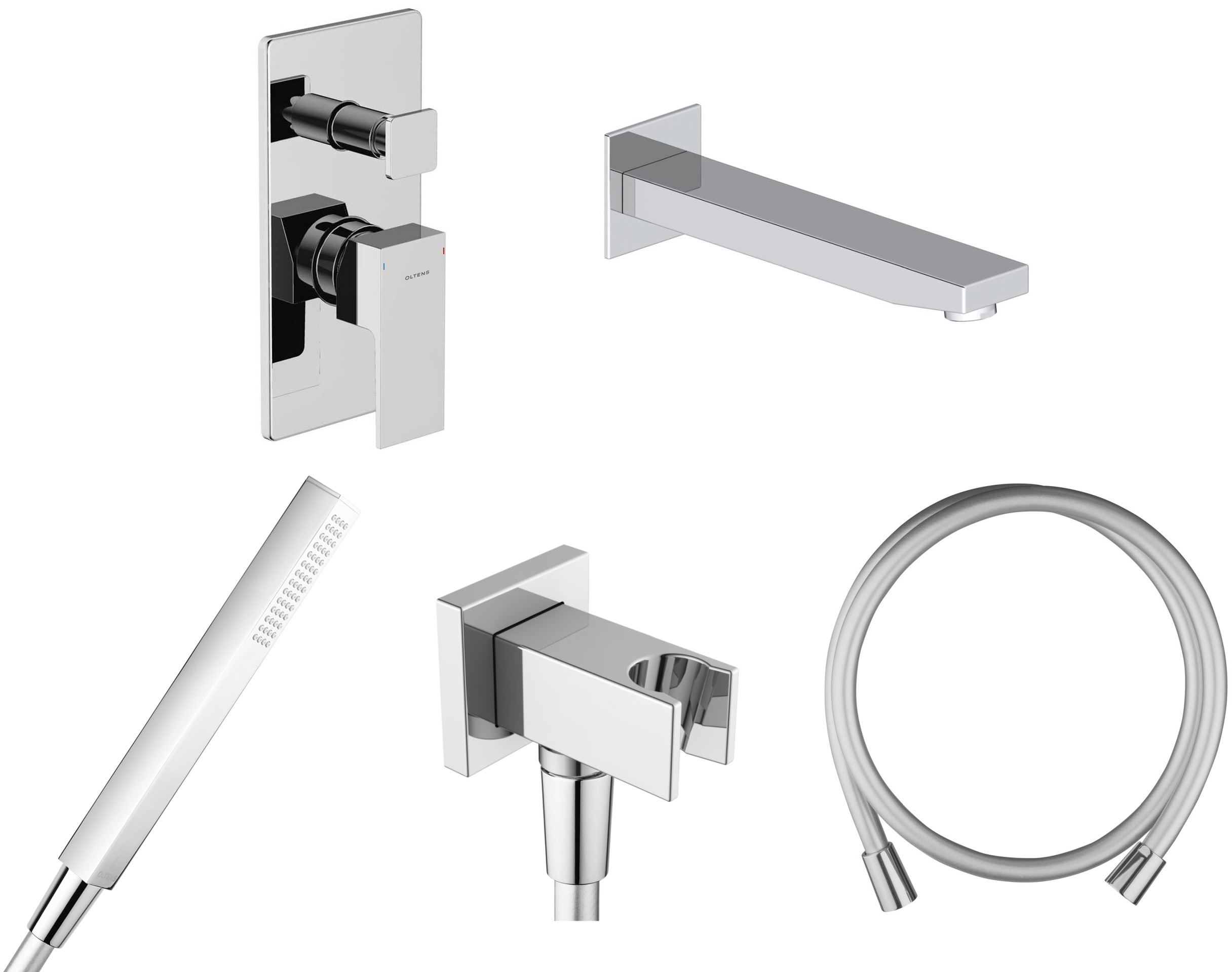 Conjunto grifo de bañera y ducha Oltens Gota 34101100, caño de grifo Oltens Gota 39101100, 39303100, 37103100, 37200100