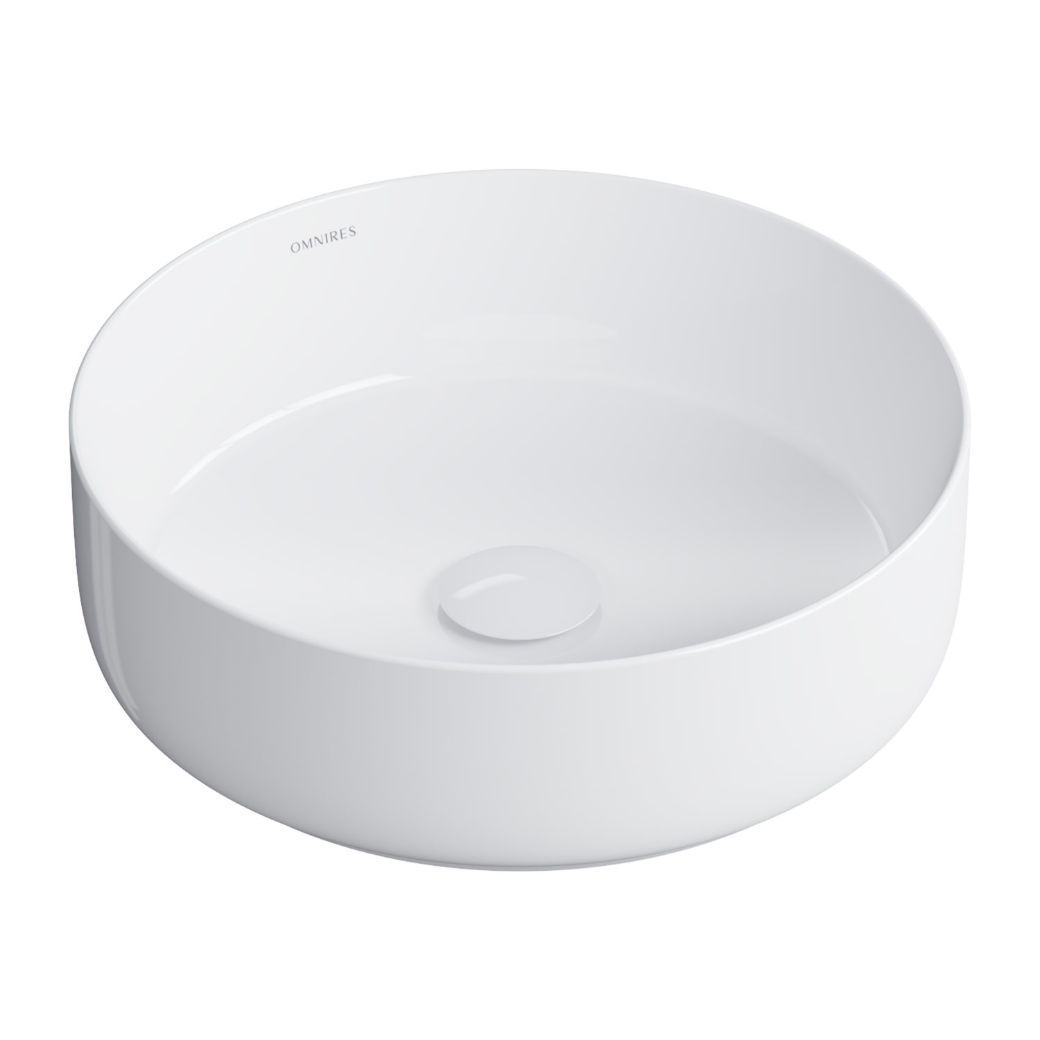 Omnires Tulsa lavabo 36x36 cm circular sobre encimera blanco TULSA355BP