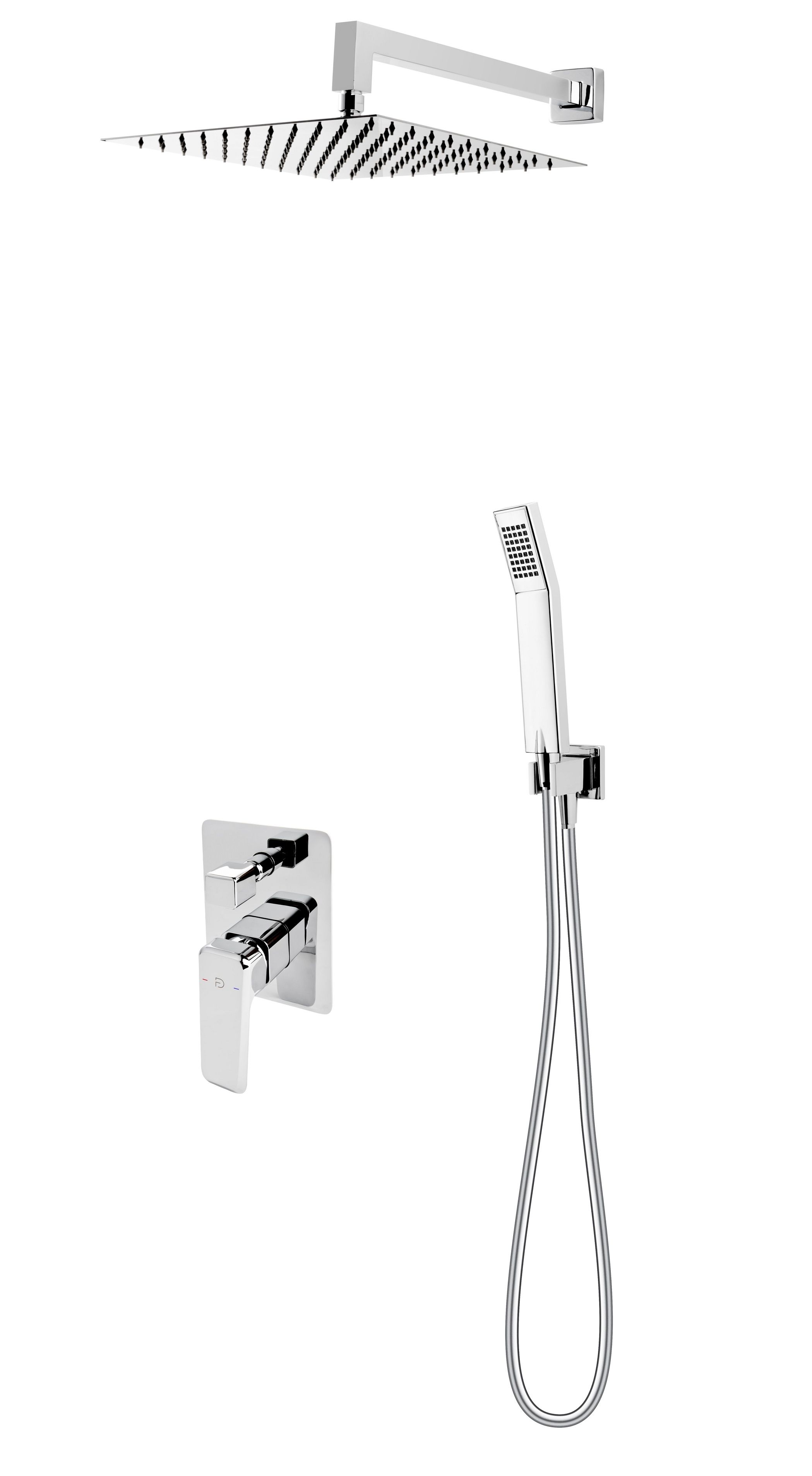 FDesign Brina conjunto de ducha empotrado con rociador con efecto lluvia cromo FD1-BRN-7PSET1-11