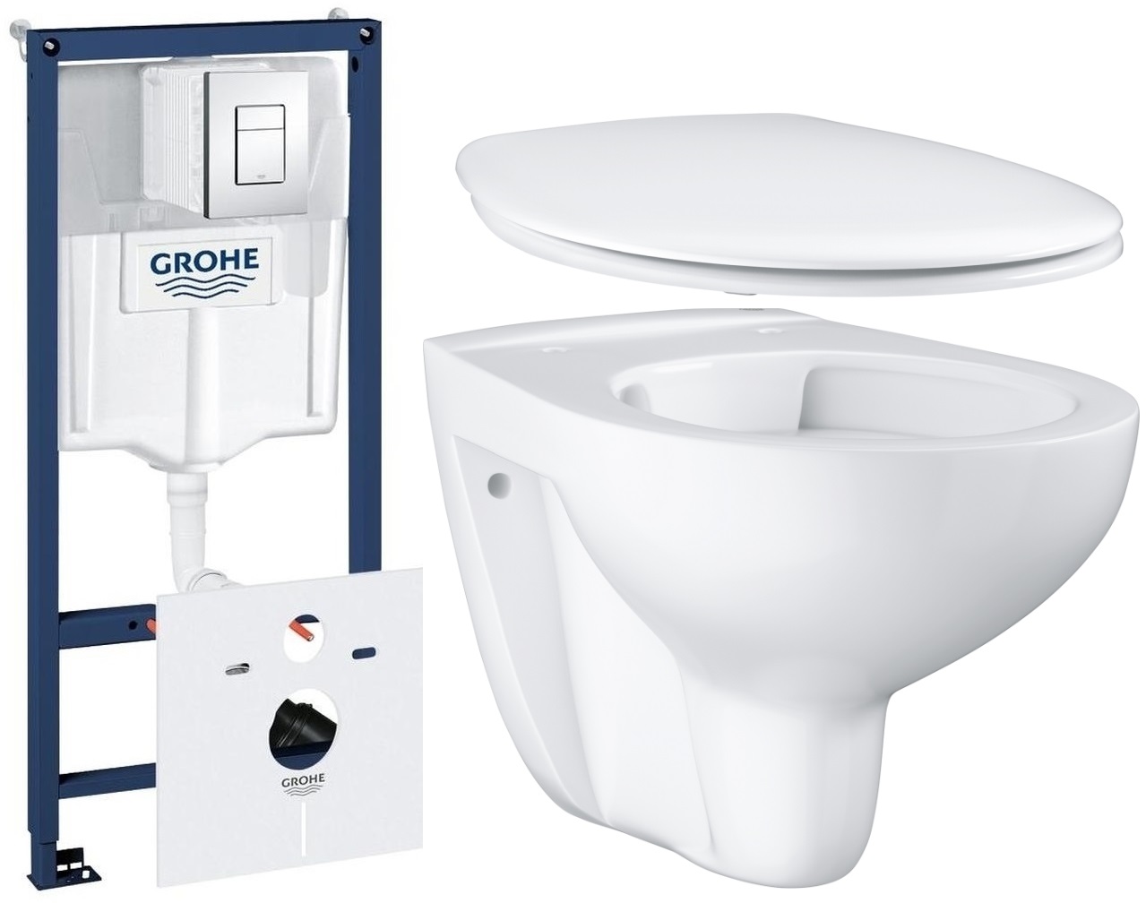 Conjunto marco empotrado Grohe Rapid SL 38827000, taza de inodoro Grohe Bau Ceramic 39427000, 39492000