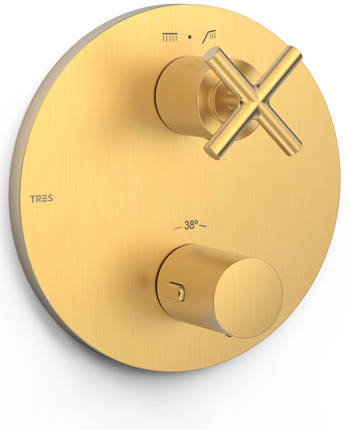 Tres Mont Blanc grifo de bañera y ducha empotrado con termostato oro 28325001OM