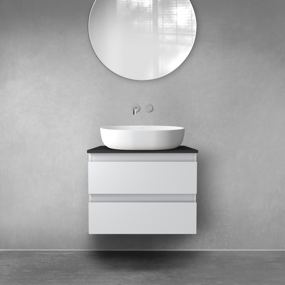 Conjunto armario Oltens Vernal 60000700, encimera sobre armario Oltens Vernal 63004300