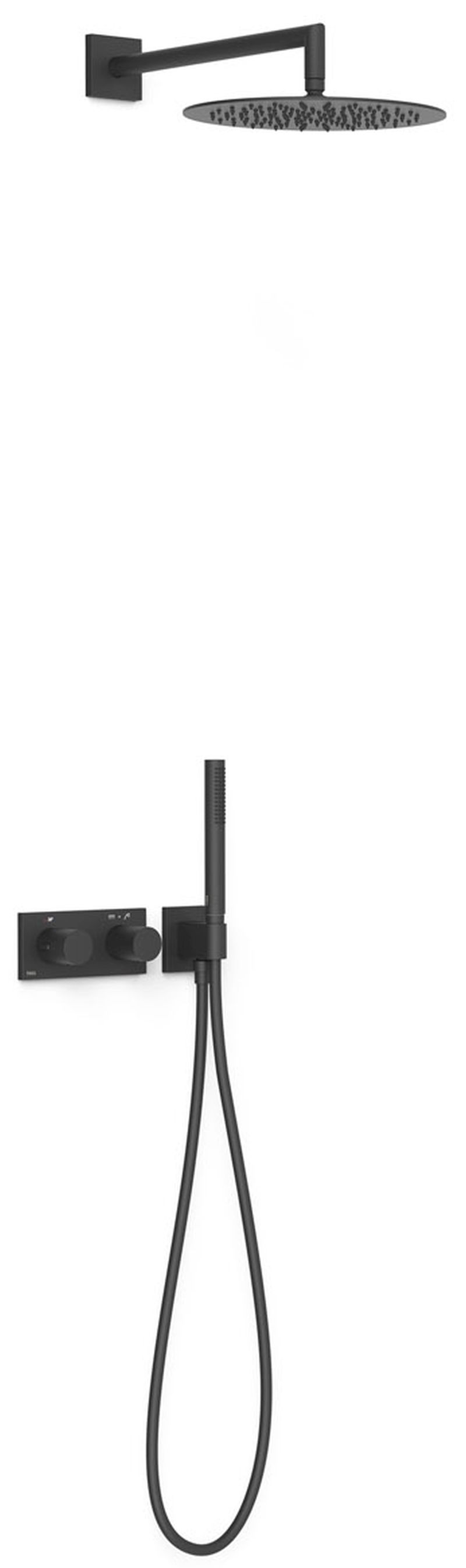 Tres B-System conjunto de ducha empotrado con termostato con rociador con efecto lluvia negro 30735204NM