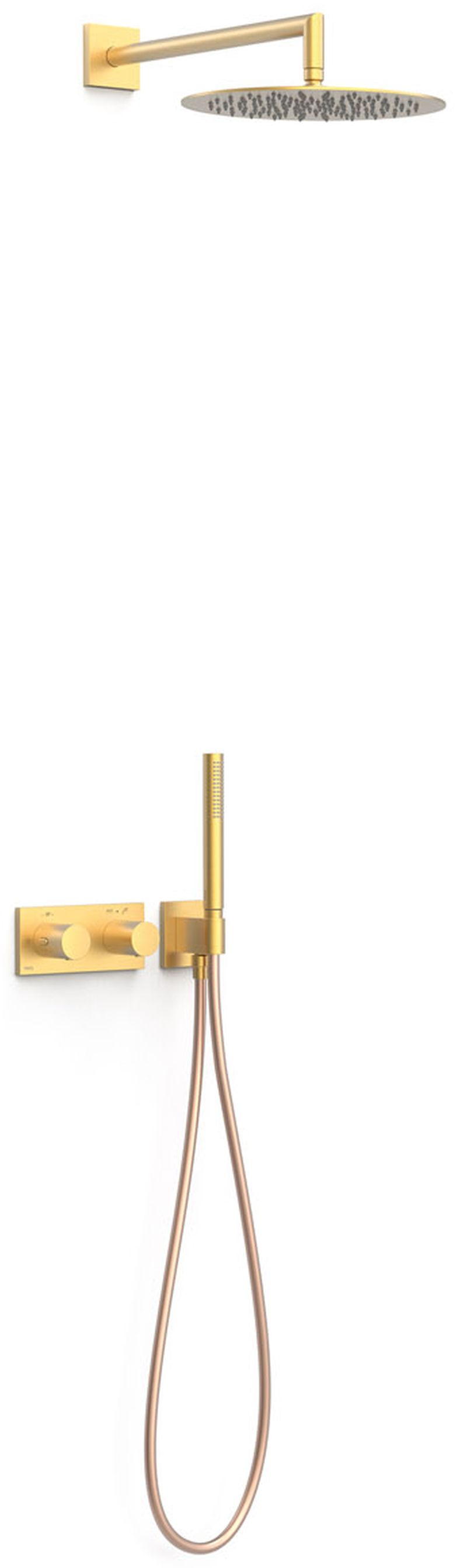 Tres B-System conjunto de ducha empotrado con termostato con rociador con efecto lluvia oro 30735204OM