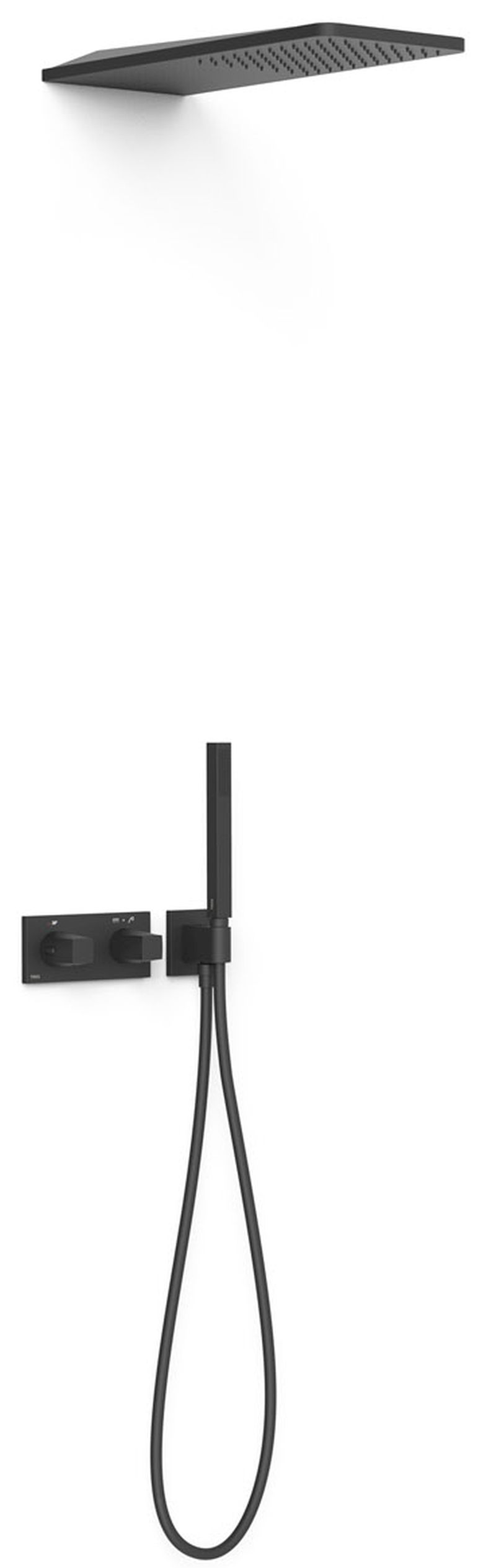 Tres B-System conjunto de ducha empotrado con termostato con rociador con efecto lluvia negro 30725205NM