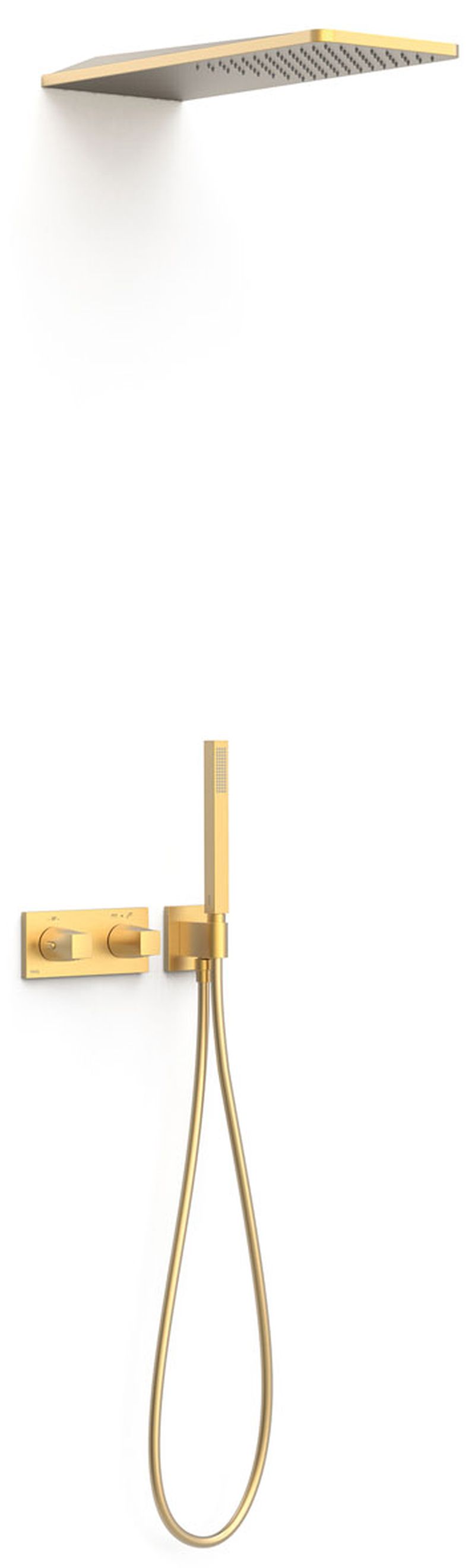 Tres B-System conjunto de ducha empotrado con termostato con rociador con efecto lluvia oro 30725205OM