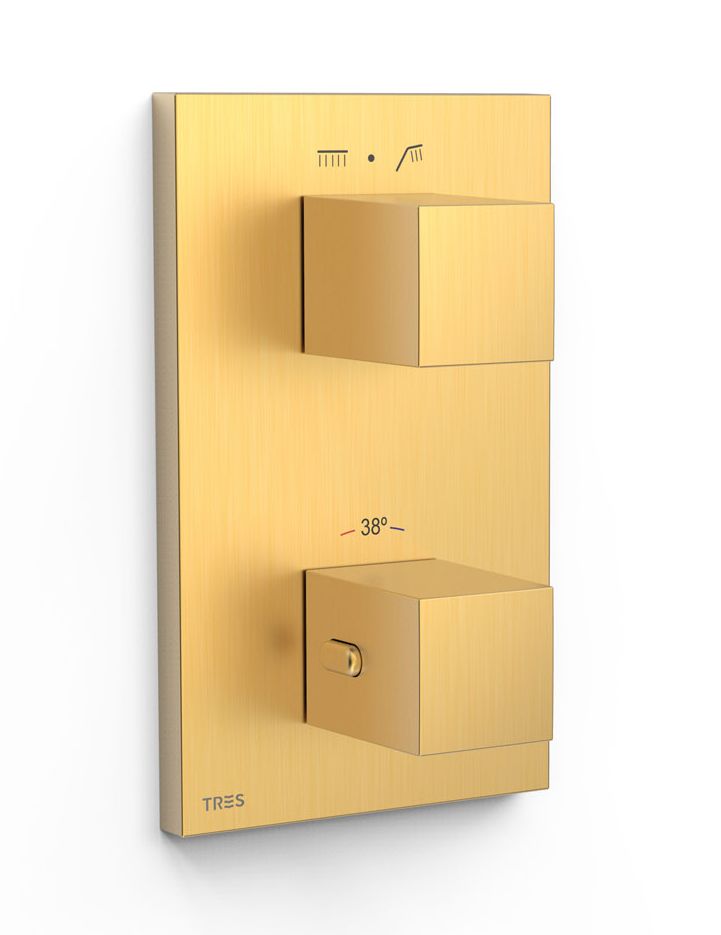 Tres Therm-Box grifo de bañera y ducha empotrado con termostato oro 00625001OM