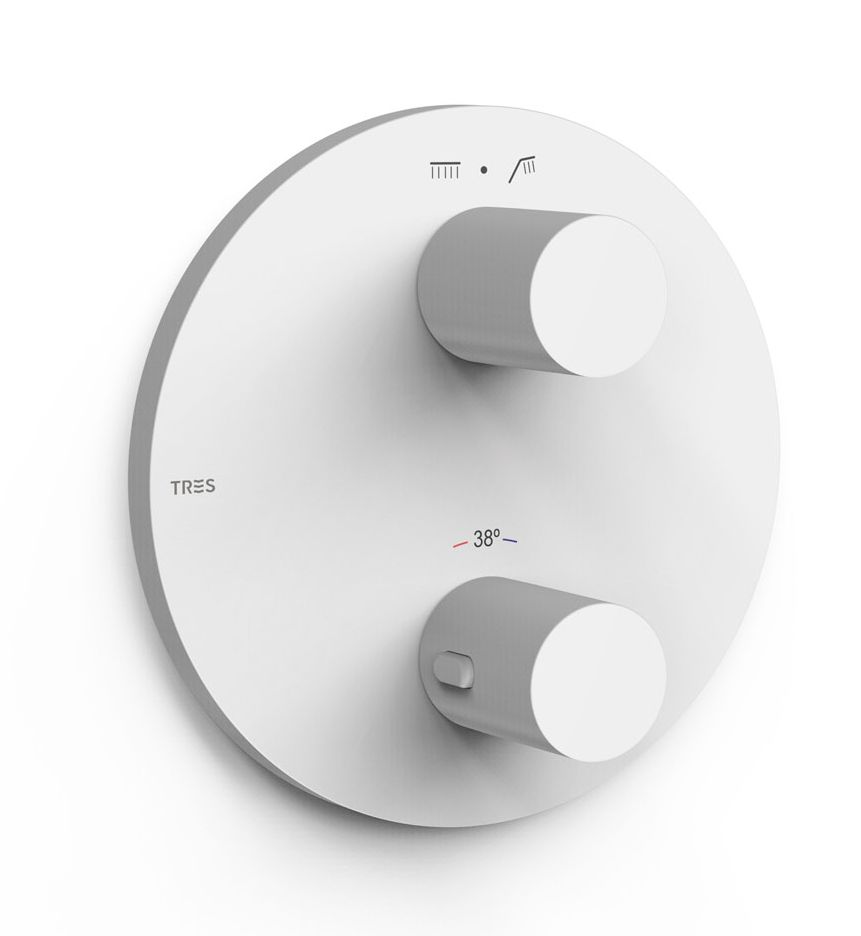 Tres Therm-Box grifo de bañera y ducha empotrado con termostato blanco 26225001BM