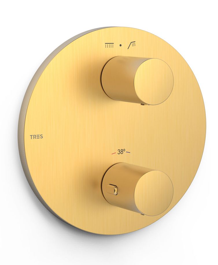 Tres Therm-Box grifo de bañera y ducha empotrado con termostato oro 26225001OM