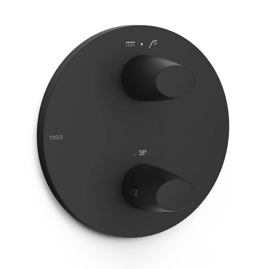 Tres Therm-Box grifo de bañera y ducha empotrado con termostato negro 28125001NM