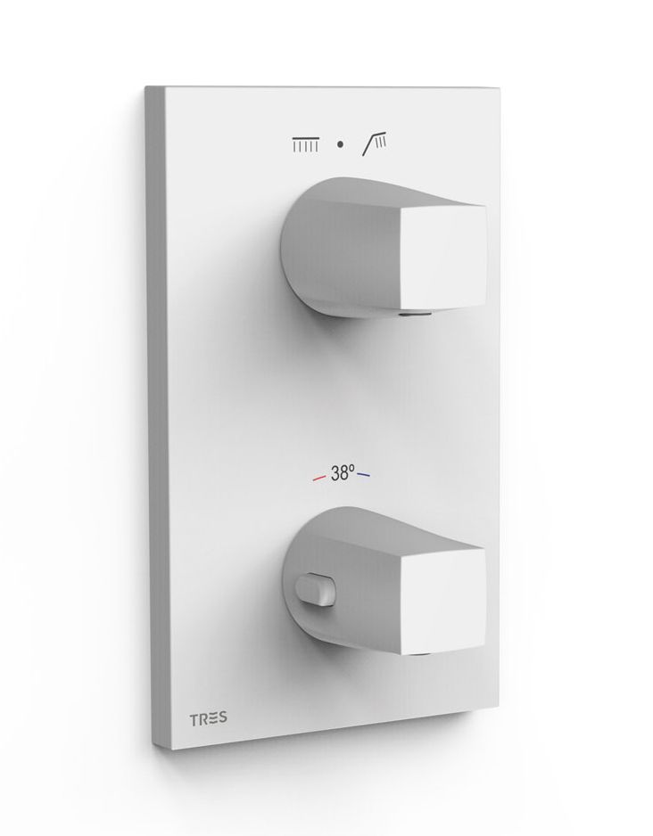 Tres Therm-Box grifo de bañera y ducha empotrado con termostato blanco 21125001BM