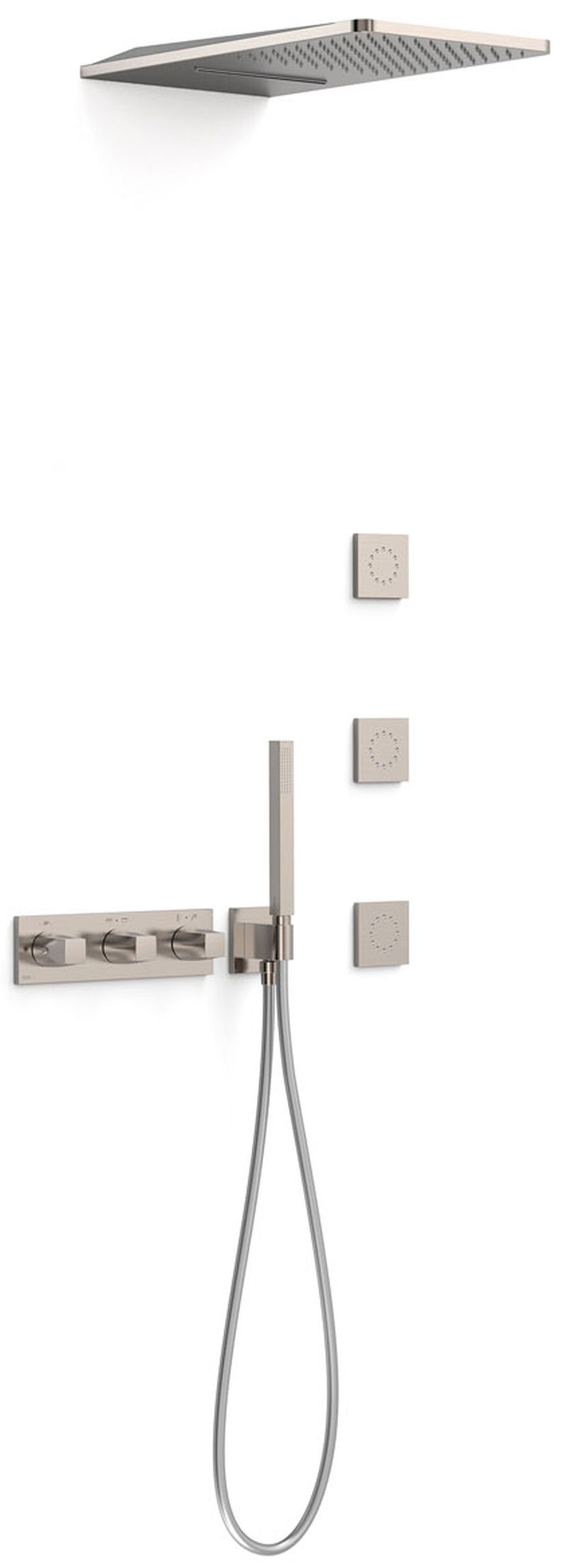Tres B-System conjunto de ducha empotrado con termostato con rociador con efecto lluvia acero 30725405AC