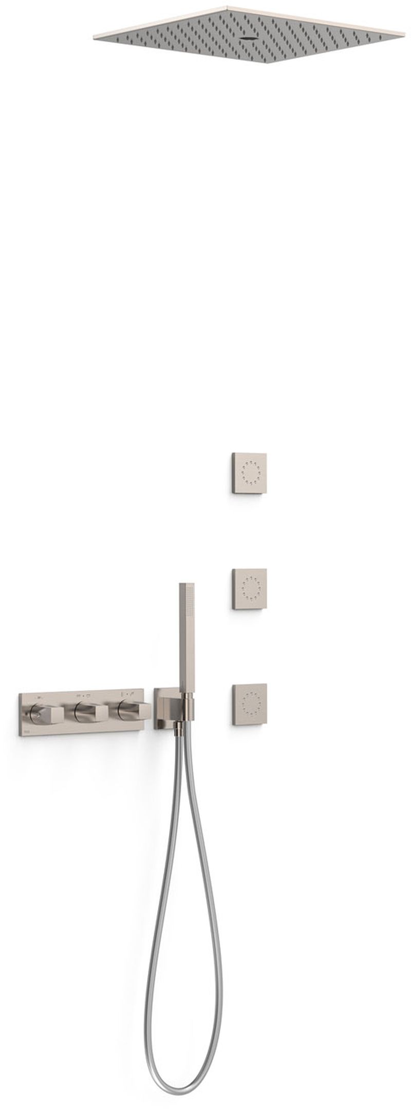 Tres B-System conjunto de ducha empotrado con termostato con rociador con efecto lluvia acero 30725406AC